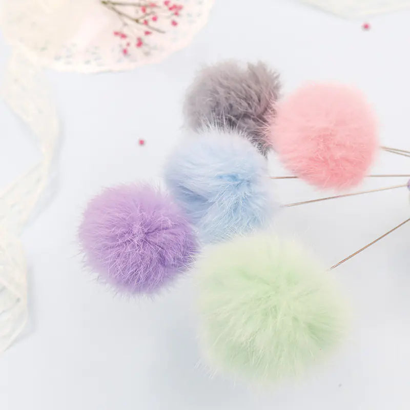 Colorful Pom Pom Cat Teaser Wand with Bell Toy